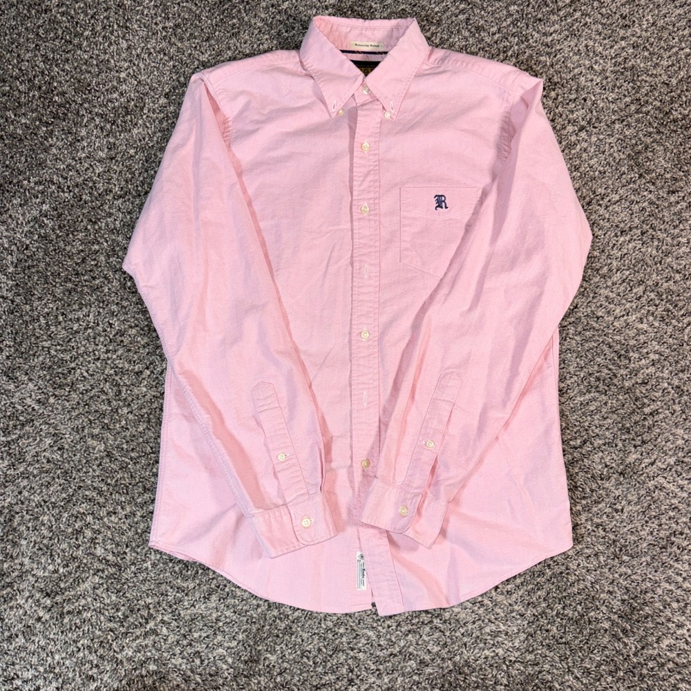 Vintage 80's Ralph Lauren Rugby  Medium University Oxford Shirt Pink Button Down